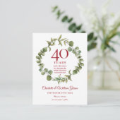 40e Jubileum Red de Date Woodland Greenery Aankondigingskaart (Staand voorkant)