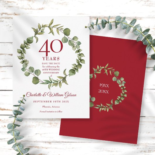 40e Jubileum Red de Date Woodland Greenery Briefkaart