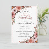 40e Jubileum Red Ruby, Roos Gold Blush Floral Kaart (Staand voorkant)