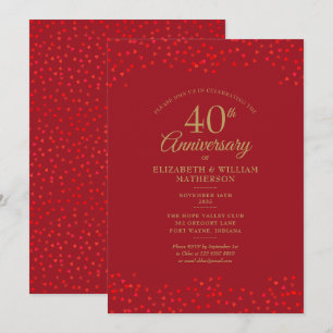 40e jubileum Robijnliefdeshartenconfetti Kaart