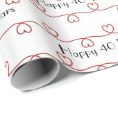 40e Jubileum rode harten Cadeaupapier (Rol Hoek)