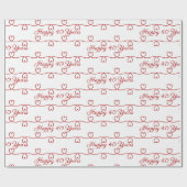 40e Jubileum rode harten Cadeaupapier (Vlak)