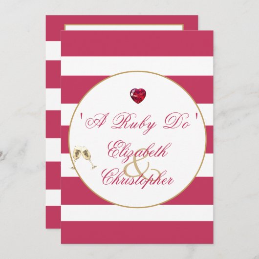 40e Jubileum Rood Elegant A Ruby Do Kaart (Voorkant / Achterkant)