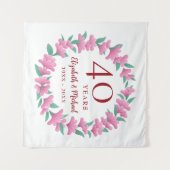 40e Jubileum - Roze platte bloem Wandkleed (Voorkant (horizontaal))