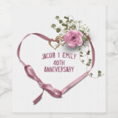 40e Jubileum Roze Wijnbouwlabel Wijn Etiket (Enkel label)