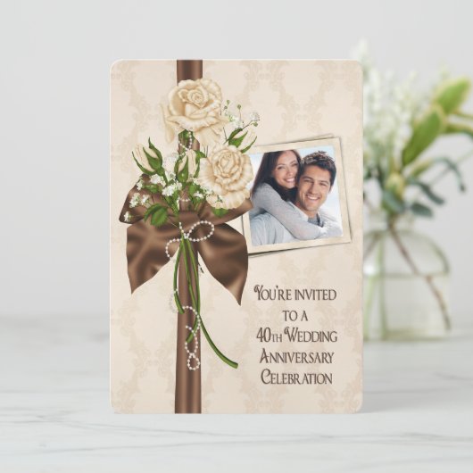 40e Jubileum Rozen Kaart (Staand voorkant)