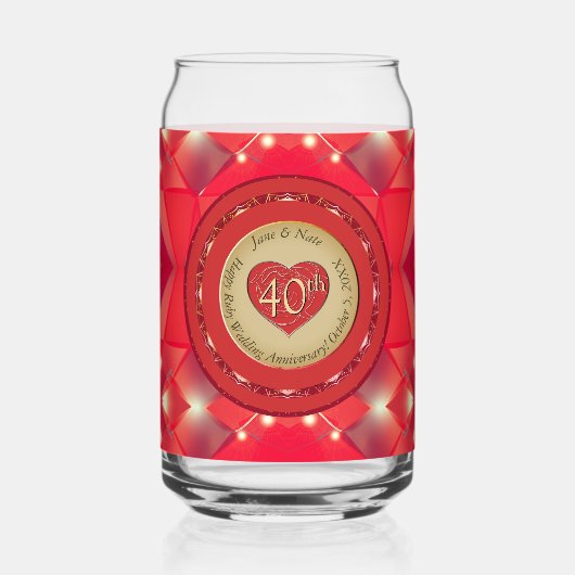 40e Jubileum Ruby Blikvorm Glas (Voorkant)