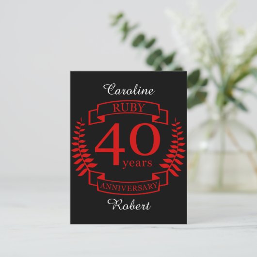 40e JUBILEUM RUBY Briefkaart (Staand voorkant)