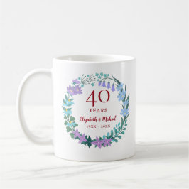 40e Jubileum Ruby Floral Bluebell Lila Wreath Koffiemok