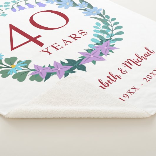 40e Jubileum Ruby Floral Bluebell Wreath Sherpa Deken (3/4)