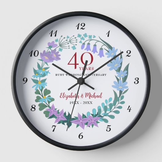 40e Jubileum Ruby Floral Bluebells Wreath (Voorkant)