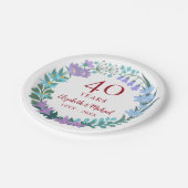 40e Jubileum Ruby Floral Bluebells Wreath Papieren Bordje (Gekanteld)