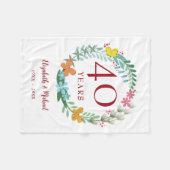 40e Jubileum Ruby Floral Butterfly Wreath Fleece Deken (Voorkant (Horizontaal))