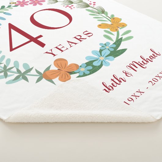 40e Jubileum Ruby Floral Butterfly Wreath Sherpa Deken (3/4)