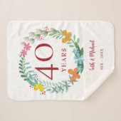 40e Jubileum Ruby Floral Butterfly Wreath Sherpa Deken (Voorkant (horizontaal))