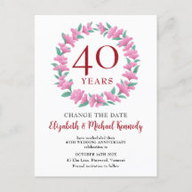 40e Jubileum Ruby Floral Pink Change Date