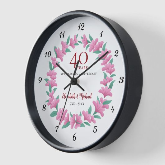 40e Jubileum Ruby Floral Pink Flowers Wreath (Hoek)