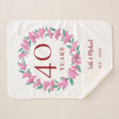 40e Jubileum Ruby Floral Pink Flowers Wreath Sherpa Deken (Voorkant (horizontaal))
