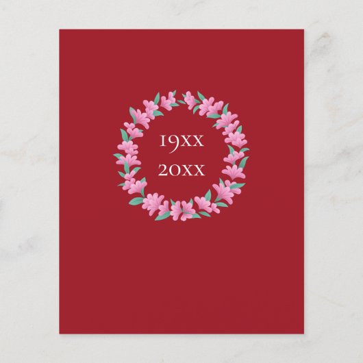 40e Jubileum Ruby Floral Wreath Invitation (Achterkant)