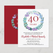 40e Jubileum Ruby Floral Wreath Invitation (Voorkant / Achterkant)