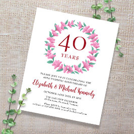 40e Jubileum Ruby Floral Wreath Invitation