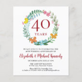 40e Jubileum Ruby Floral Wreath Invitation (Voorkant)