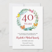 40e Jubileum Ruby Floral Wreath Save The Date (Voorkant)