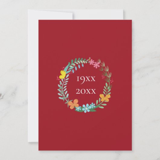 40e Jubileum Ruby Floral Wreath Save The Date (Achterkant)