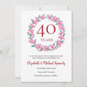 40e Jubileum Ruby Floral Wreath Save The Date (Voorkant)