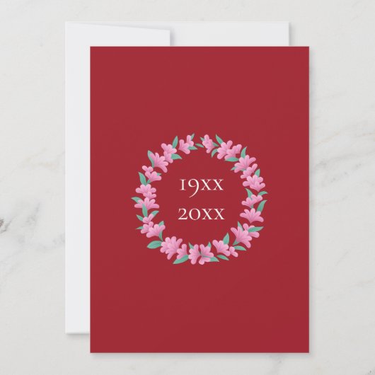 40e Jubileum Ruby Floral Wreath Save The Date (Achterkant)