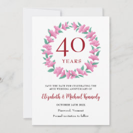 40e Jubileum Ruby Floral Wreath Save The Date