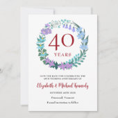 40e Jubileum Ruby Floral Wreath Save The Date (Voorkant)