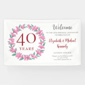 40e Jubileum Ruby Floral Wreath Wedding Spandoek (Horizontaal)