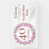 40e Jubileum Ruby Floral Wreath Wedding Spandoek (Verticaal)