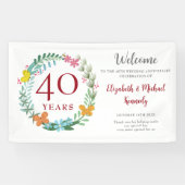 40e Jubileum Ruby Floral Wreath Wedding Spandoek (Horizontaal)