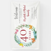 40e Jubileum Ruby Floral Wreath Wedding Spandoek (Verticaal)