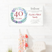 40e Jubileum Ruby Floral Wreath Wedding Spandoek (Insitu)
