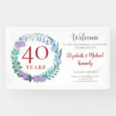 40e Jubileum Ruby Floral Wreath Wedding Spandoek (Horizontaal)