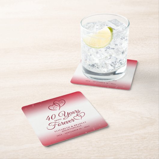 40e Jubileum Ruby Heart 40 JAAR IN FOREVER Kartonnen Onderzetters (Insitu)