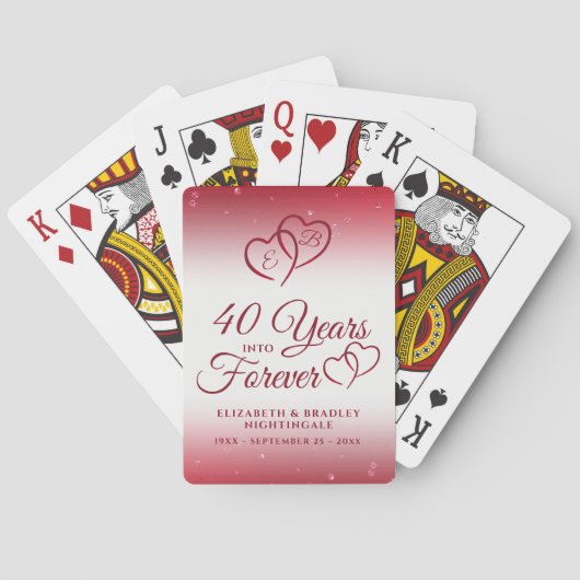 40e Jubileum Ruby Heart 40 JAAR IN FOREVER Pokerkaarten (Achterkant)