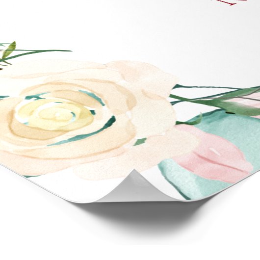 40e Jubileum Ruby Heart Bloemen Welkomstbord Poster (Hoek)