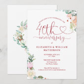 40e Jubileum Ruby Heart Bloemmonogram Kaart (Voorkant / Achterkant)