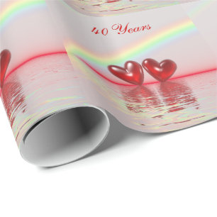 40e Jubileum Ruby Hearts Cadeaupapier