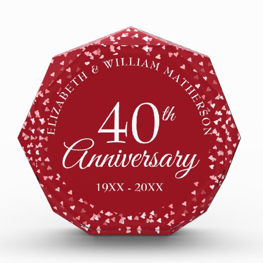 40e Jubileum Ruby Hearts Confetti Fotoblokken (Voorkant)