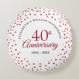 40e Jubileum Ruby Hearts Confetti Rond Kussen