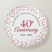 40e jubileum Ruby Hearts Confetti Rond Kussen (Achterkant)