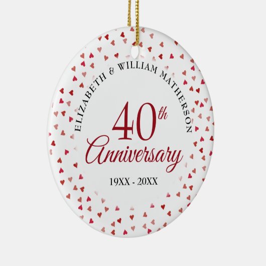 40e Jubileum Ruby Hearts Foto Keramisch Ornament (Rechts)
