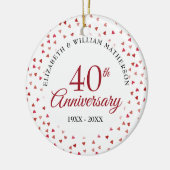 40e Jubileum Ruby Hearts Foto Keramisch Ornament (Links)