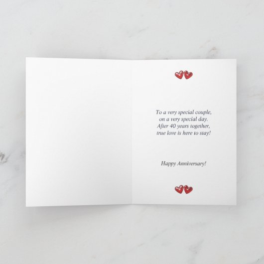 40e Jubileum Ruby Hearts (groot) Kaart (Binnen)