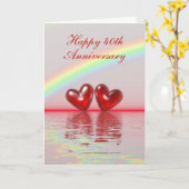 40e Jubileum Ruby Hearts (groot) Kaart (Gele Bloem)